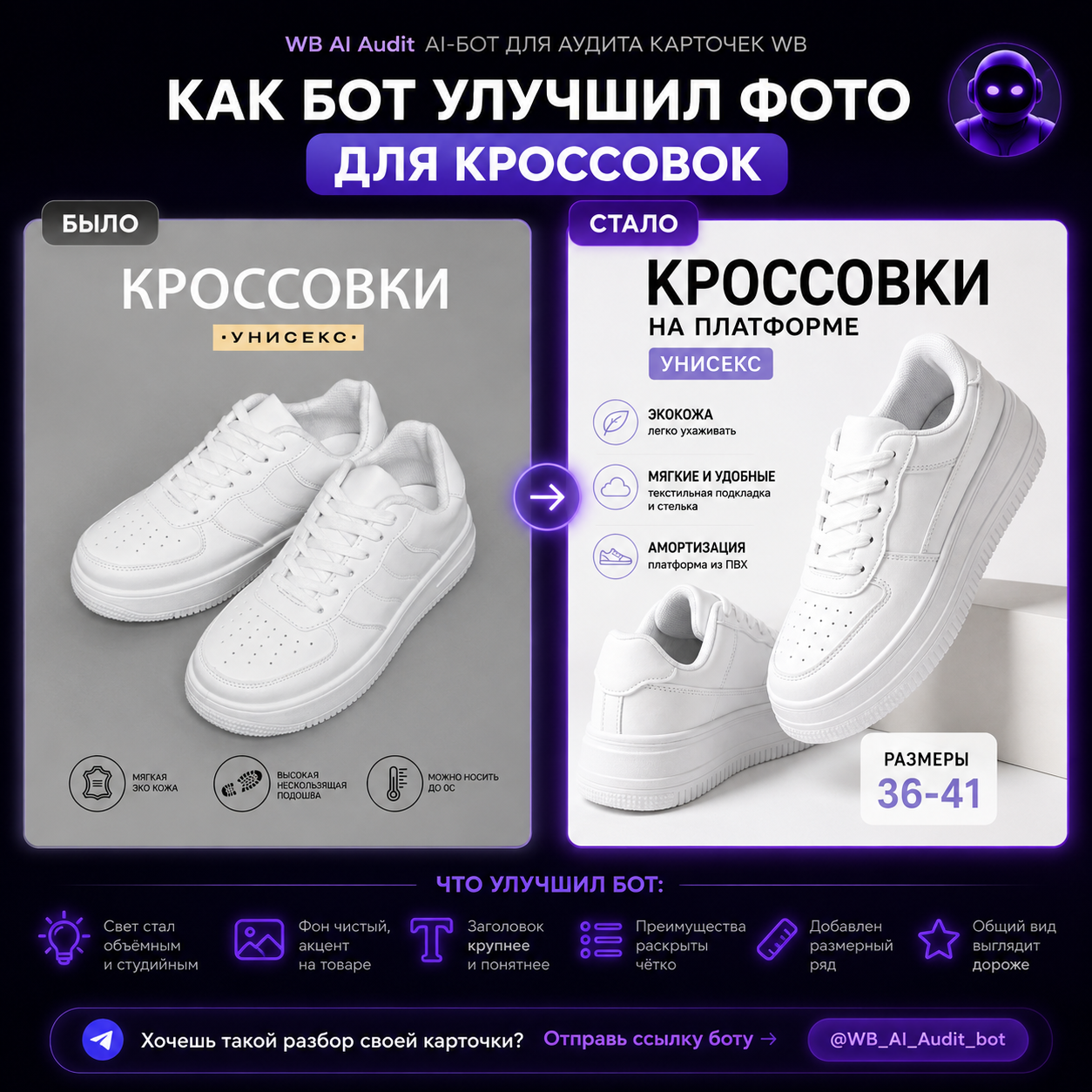 Скрин AI-аудита визуала и инфографики карточки Wildberries в WBRay